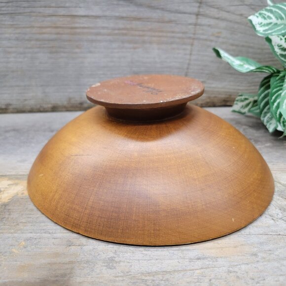Vintage Wooden Bowl 8" Ovoid Pedestal MCM Farmhouse Bowl Woodcroftery - Picture 11 of 12